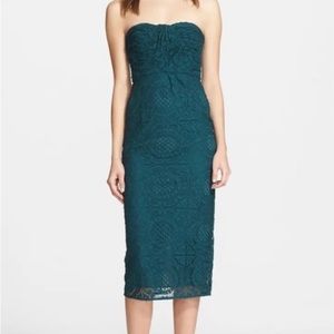 Burberry London Sonya Strapless Lace Midi Dress